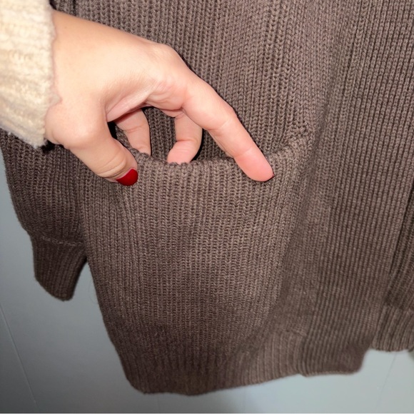 Quince Heather Brown 100% Organic Cotton Oversized Cardigan Medium - Picture 4 of 7